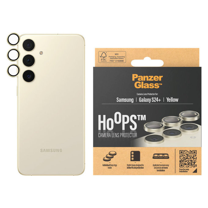 Kameraobjektivschutz Hoops für Samsung Galaxy S24+, Gelb, PanzerGlass