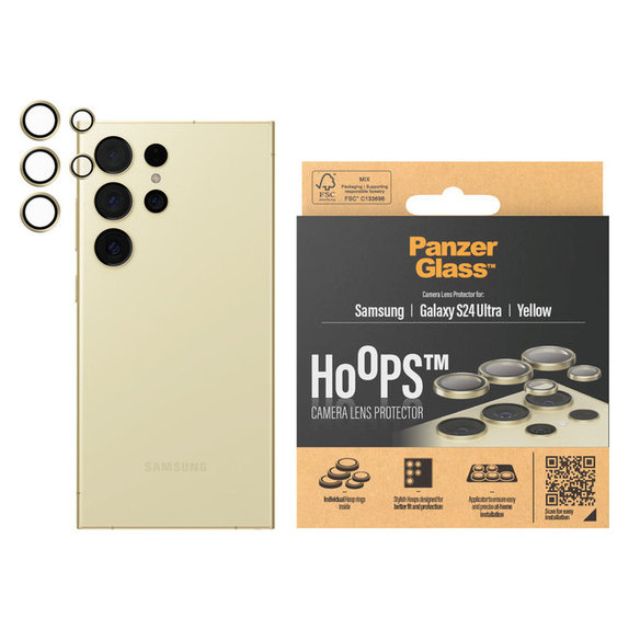 Kameraobjektivschutz Hoops für Samsung Galaxy S24 Ultra, Gelb, PanzerGlass