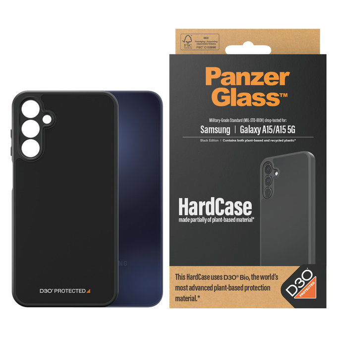 Hülle HardCase D3O für Samsung Galaxy A15/A15 5G, Schwarz, PanzerGlass