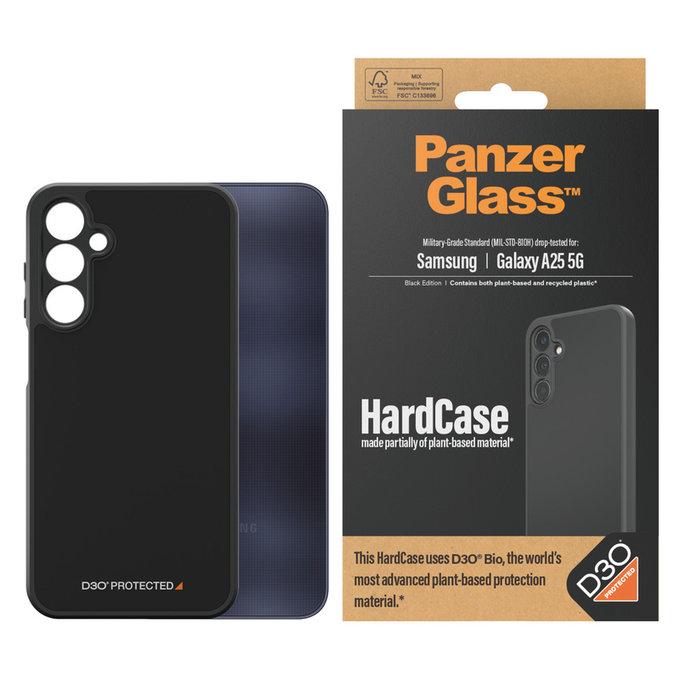 Hülle HardCase D3O für Samsung Galaxy A25 5G, Schwarz, PanzerGlass