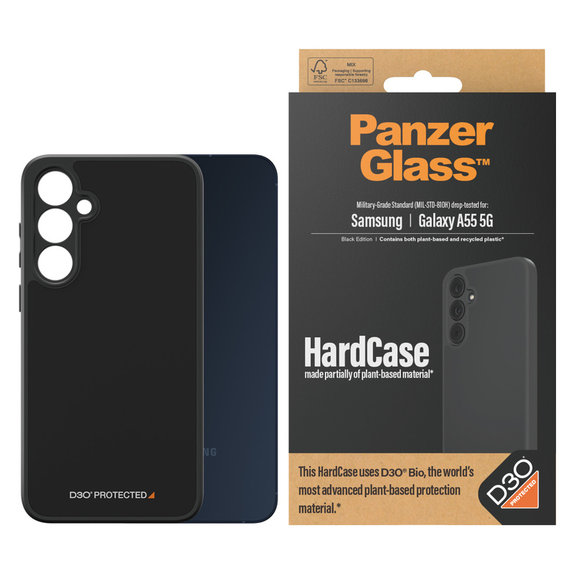 Hülle HardCase D3O für Samsung Galaxy A55 5G, Schwarz, PanzerGlass