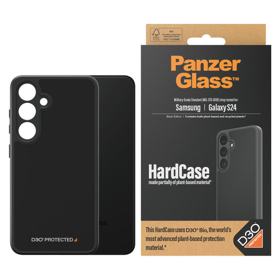 Hülle HardCase D3O für Samsung Galaxy S24, Schwarz, PanzerGlass