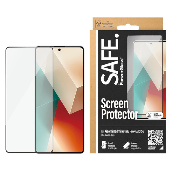 Panzerglas UWF für Xiaomi Redmi Note 13 4G, Schwarz, SAFE by PanzerGlass