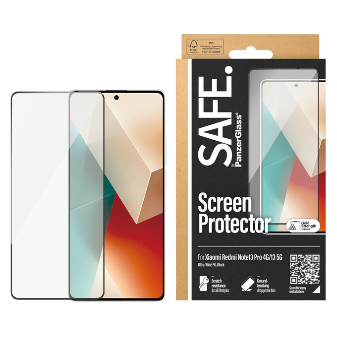 Panzerglas UWF für Xiaomi Redmi Note 13 4G, Schwarz, SAFE by PanzerGlass