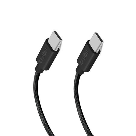 SBS - Geflochtenes Kabel USB-C/USB-C, PD, 100W, 1.5m, schwarz