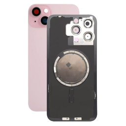 Apple iPhone 15 Plus - Rückgehäuseglas + Kameraglas + Metallplatte + Magsafe-Magnet (Pink)