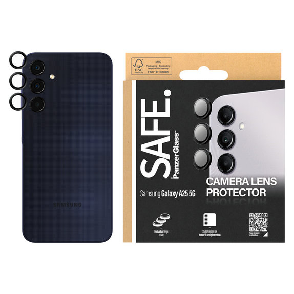 Kameraobjektivschutz für Samsung Galaxy A25 5G, Schwarz, SAFE by PanzerGlass
