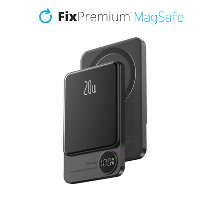 FixPremium - MagSafe PowerBank mit LCD 5000mAh, schwarz