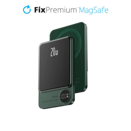 FixPremium - MagSafe PowerBank mit LCD 5000mAh, grün