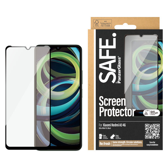 Panzerglas UWF für Xiaomi Redmi A3, Schwarz, SAFE by PanzerGlass