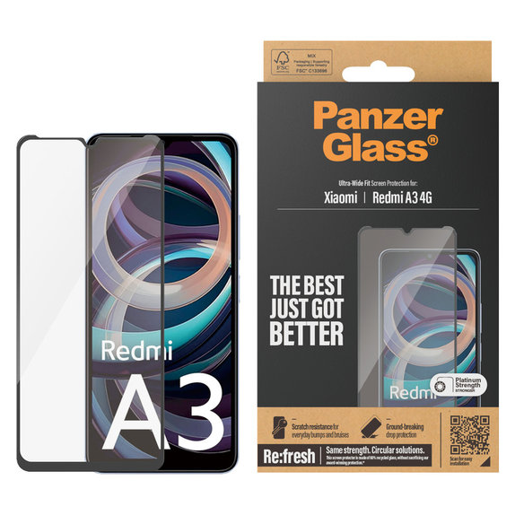Panzerglas UWF AB für Xiaomi Redmi A3, Čierne, PanzerGlass