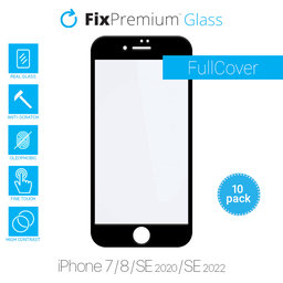 FixPremium FullCover Glass - Gehärtetes Glas für iPhone 7, 8, SE 2020 und SE 2022 (10 Pack)