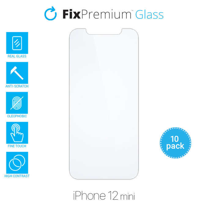 FixPremium Glass - Gehärtetes Glas für iPhone 12 mini (10 Pack)