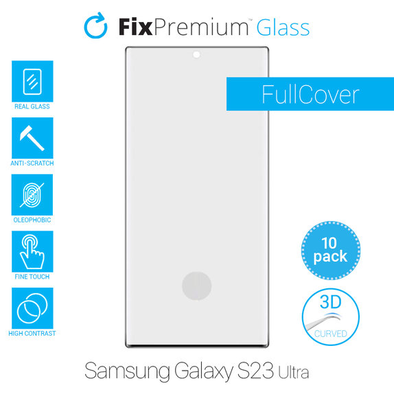 FixPremium FullCover Glass - Gehärtetes Glas für Samsung Galaxy S23 Ultra (10 Pack)