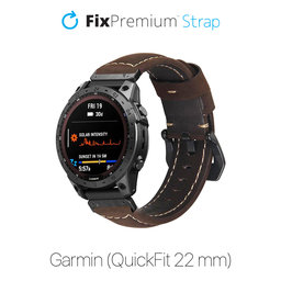 FixPremium - Lederarmband für Garmin (QuickFit 22mm), braun