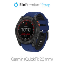 FixPremium - Zweifarbiges Silikonarmband für Garmin (QuickFit 26mm), blau