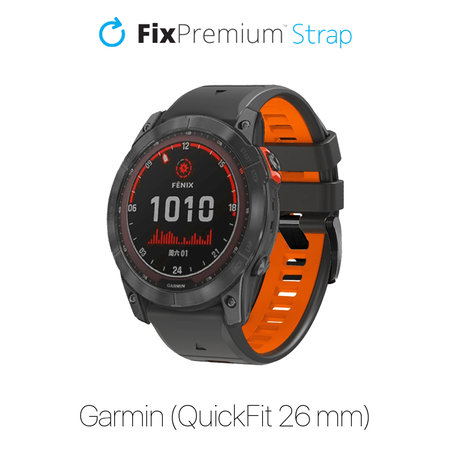 FixPremium - Zweifarbiges Silikonarmband für Garmin (QuickFit 26mm), grau