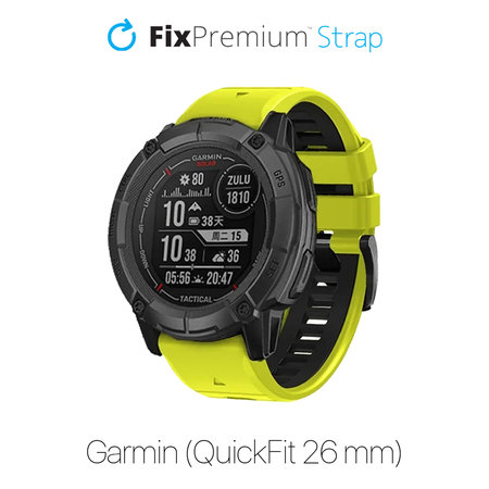 FixPremium - Zweifarbiges Silikonarmband für Garmin (QuickFit 26mm), grün