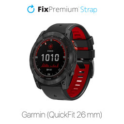 FixPremium - Zweifarbiges Silikonarmband für Garmin (QuickFit 26mm), schwarz