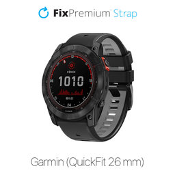 FixPremium - Zweifarbiges Silikonarmband für Garmin (QuickFit 26mm), schwarz