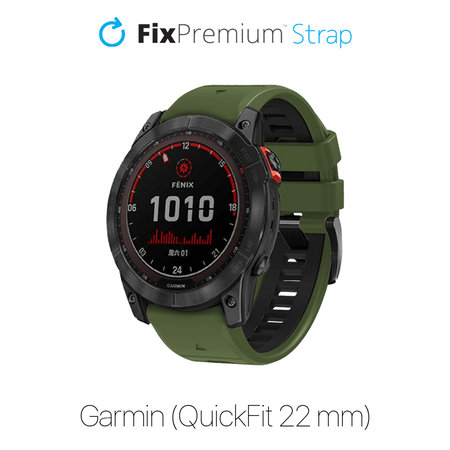 FixPremium - Zweifarbiges Silikonarmband für Garmin (QuickFit 22mm), dunkelgrün