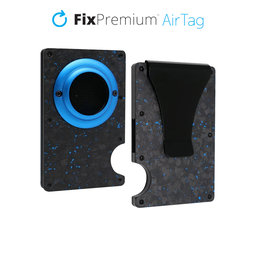 FixPremium - AirTag Carbon Geldbörse mit Clip, blau