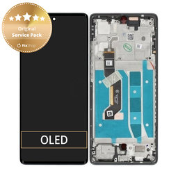 Motorola Moto G85 5G - LCD Display + Touchscreen Front Glas + Rahmen (Urban Grey) - 5D68C24854 Genuine Service Pack