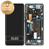 Motorola Edge 50 Ultra - LCD Display + Touchscreen Front Glas + Rahmen (Forest Grey) - 5D68C24483 Genuine Service Pack
