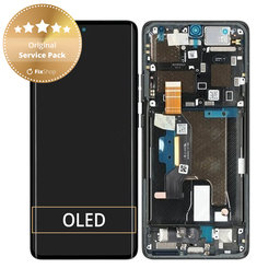 Motorola Edge 50 Ultra - LCD Display + Touchscreen Front Glas + Rahmen (Forest Grey) - 5D68C24483 Genuine Service Pack
