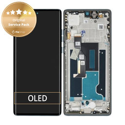 Motorola Edge 50 Fusion - LCD Display + Touchscreen Front Glas + Rahmen (Forest Blue) - 5D68C24633 Genuine Service Pack