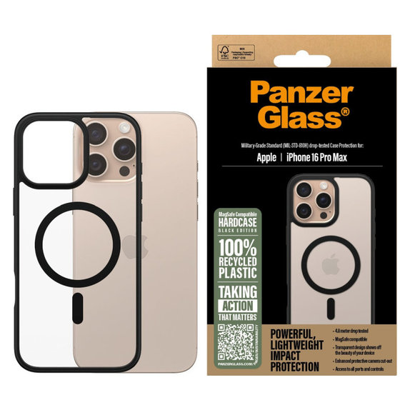 Hülle HardCase mit MagSafe für iPhone 16 Pro Max, schwarz, PanzerGlass
