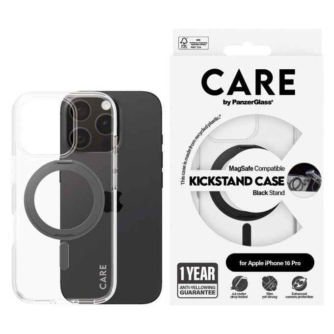 Kickstand Hülle mit MagSafe für iPhone 16 Pro, Schwarz, CARE