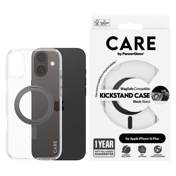 Kickstand Hülle mit MagSafe für iPhone 16 Plus, Schwarz, CARE