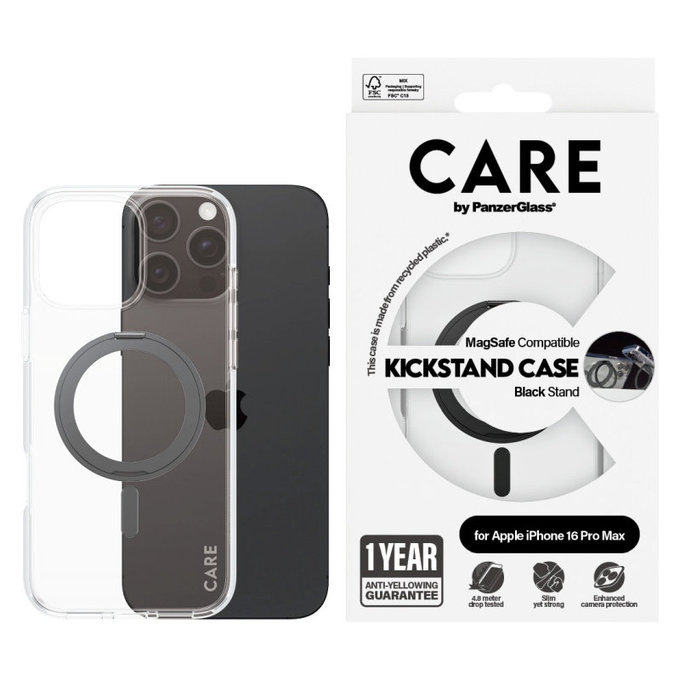 Kickstand Hülle mit MagSafe für iPhone 16 Pro Max, Schwarz, CARE