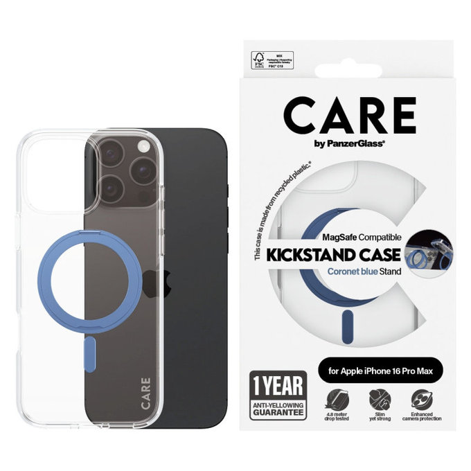 Kickstand Hülle mit MagSafe für iPhone 16 Pro Max, Blau, CARE