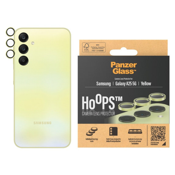 Kameralinsenschutz Hoops für Samsung A25 5G, Gelb, PanzerGlass