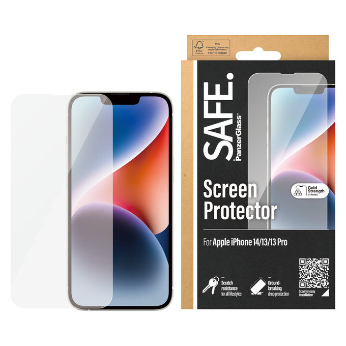 Schutzglas Case Friendly für iPhone 16e/14/13 Pro/13, Schwarz, SAFE