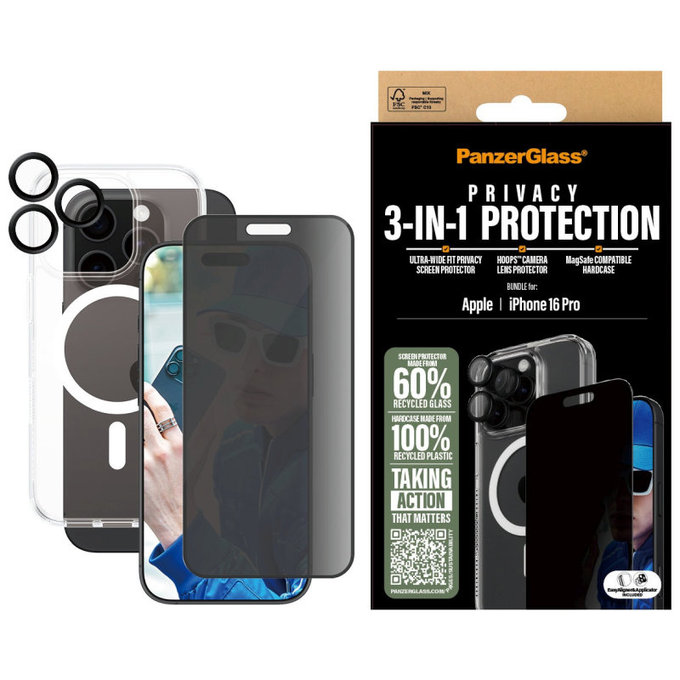 Bundle Hoops + UWF Panzerglas + Hard Case für iPhone 16 Pro, PanzerGlass