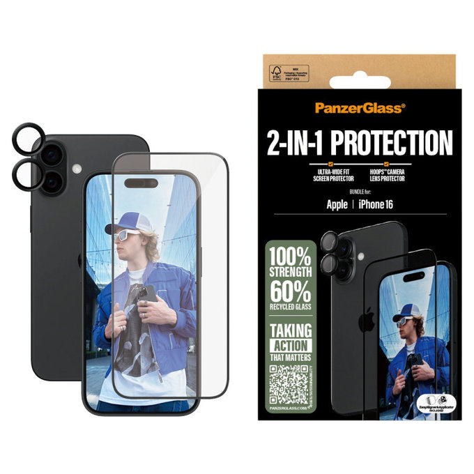 Bundle Hoops + UWF Schutzglas für iPhone 16, PanzerGlass