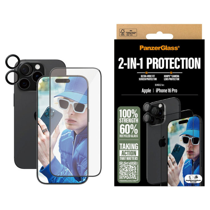 Bundle Hoops + UWF Schutzglas für iPhone 16 Pro, PanzerGlass