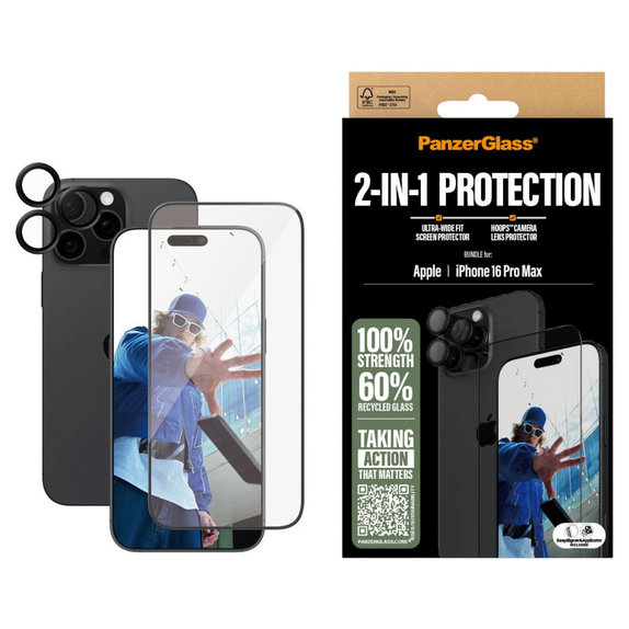 Bundle Hoops + UWF Schutzglas für iPhone 16 Pro Max, PanzerGlass