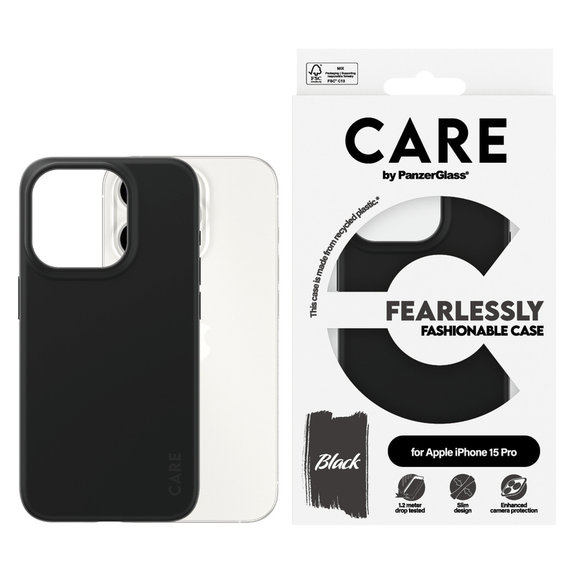 Hülle Fearlessly für iPhone 15 Pro, Schwarz, PanzerGlass