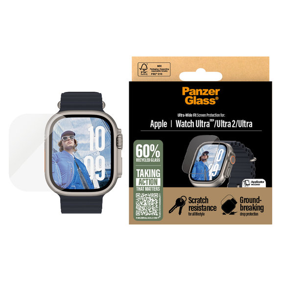 Panzerglas für Apple Watch Ultra 2024/Ultra 2/Ultra, Klar, PanzerGlass