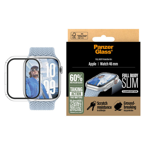Panzerglas Full Body Slim für Apple Watch 11/10 46 mm, Klar, PanzerGlass
