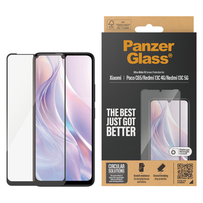 Panzerglas UWF für Xiaomi Redmi 13C 5G, Schwarz, PanzerGlass