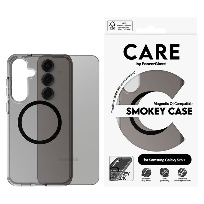 Hülle Smokey mit schwarzem QI für Samsung Galaxy S25+, Schwarz, PanzerGlass