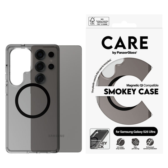 Hülle Smokey mit schwarzem QI für Samsung Galaxy S25 Ultra, Schwarz, PanzerGlass