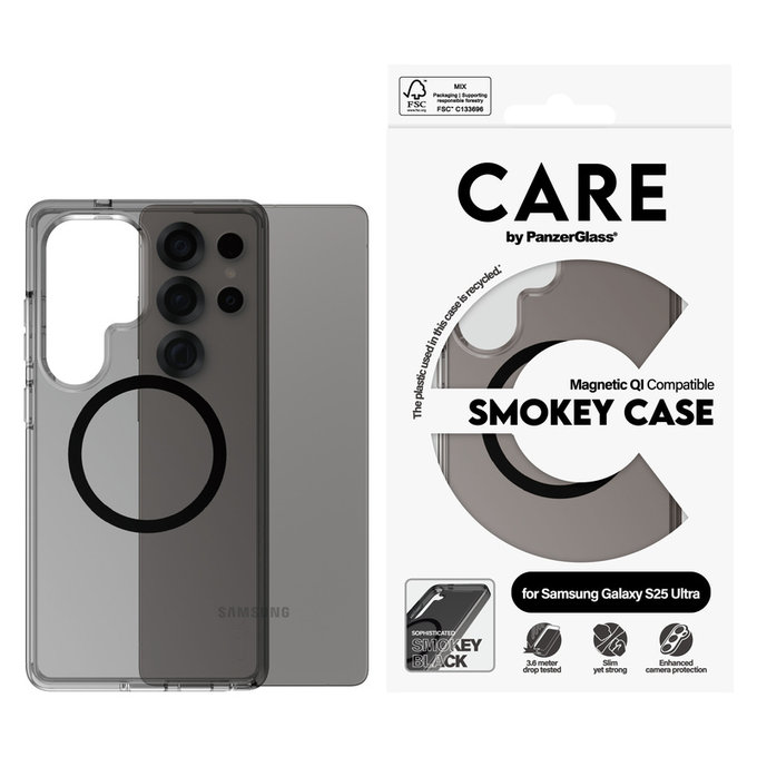 Hülle Smokey mit schwarzem QI für Samsung Galaxy S25 Ultra, Schwarz, PanzerGlass