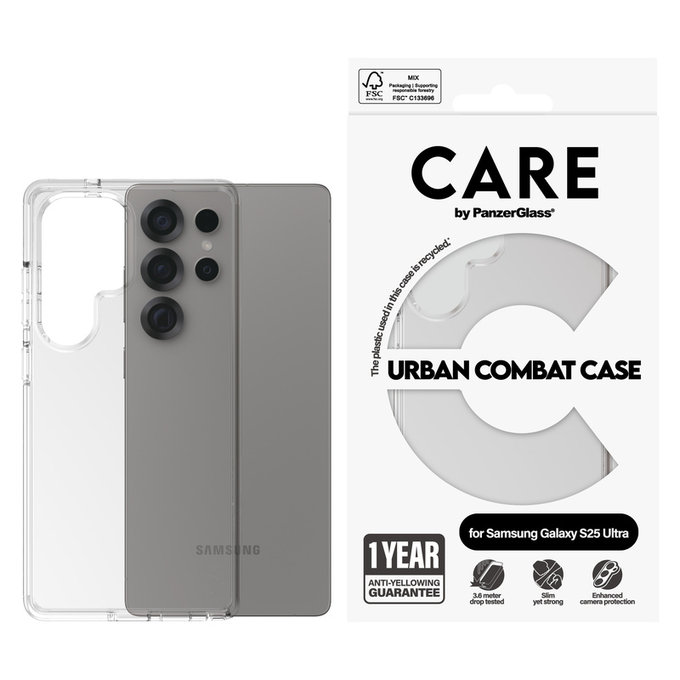 Hülle Urban Combat für Samsung Galaxy S25 Ultra, Transparent, PanzerGlass