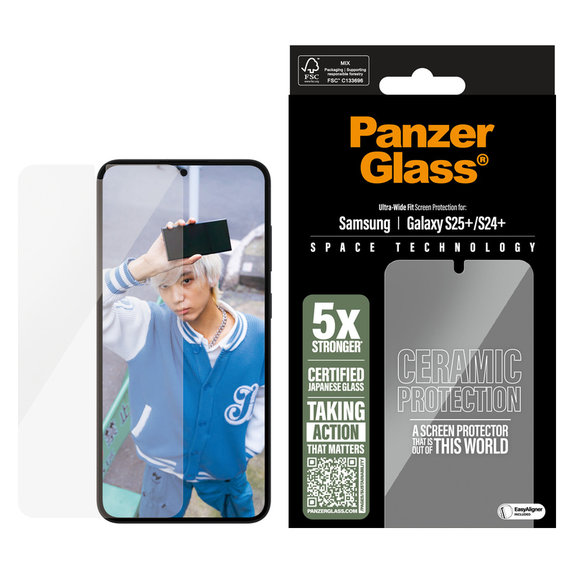 Panzerglas UWF Ceramic mit Applikator für Samsung Galaxy S25+, Klar, PanzerGlass